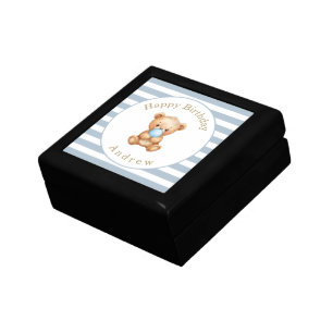 Custom Minimalist Stripes Teddy Bear Gift Box
