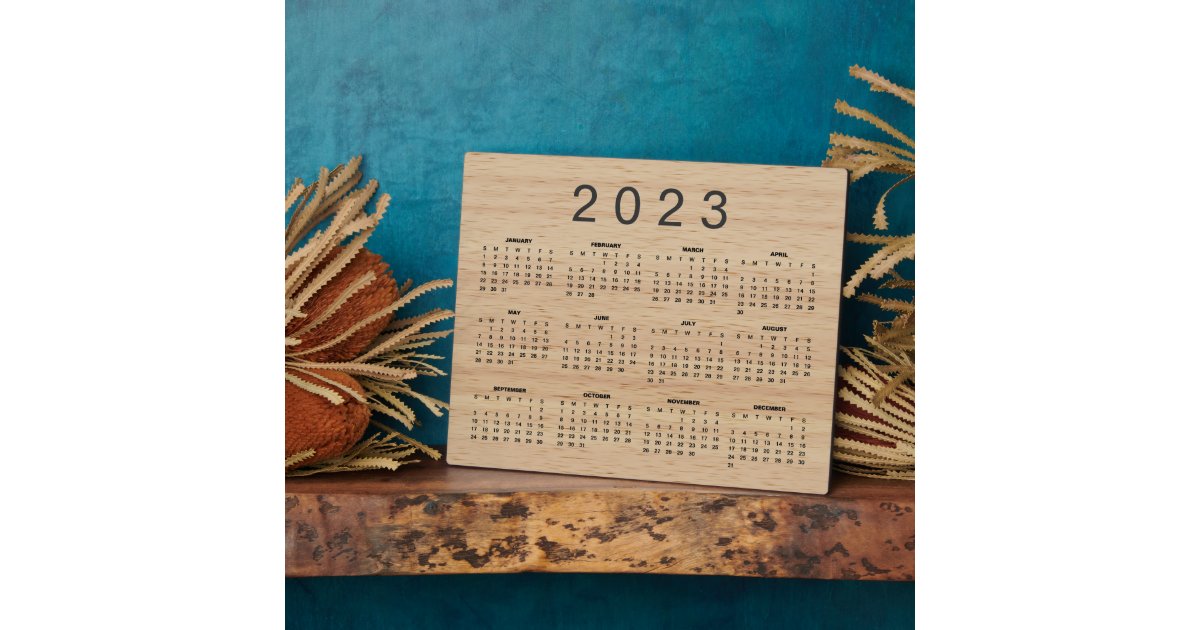 Custom Minimalist Style Woodgrain 2023 Calendar Plaque | Zazzle