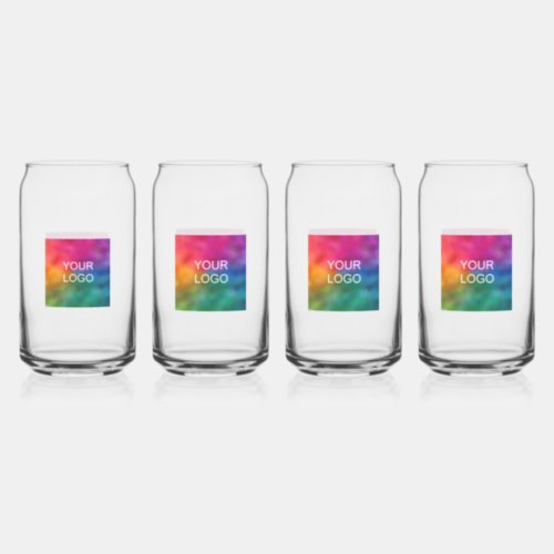 Custom Minimalist Template Business Logo Set of 4 Can Glass