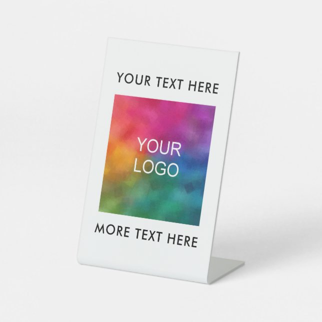 Custom Minimalist Template Business Logo Text Pedestal Sign (Front)