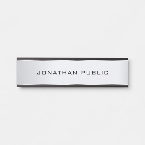 Custom Minimalist Template Glamorous Faux Silver Door Sign