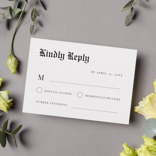 Custom Minimalist Vintage Newspaper Style Wedding RSVP Card