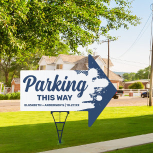 Custom Minimalist Wedding Parking This Way Yard Sign