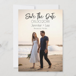 Custom Minimalist Wedding Photo Save the Date Invitation