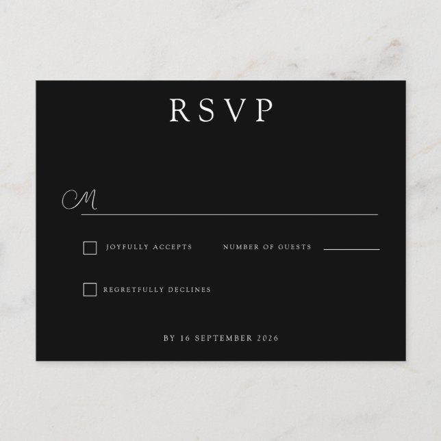 Custom Minimalist Wedding RSVP Announcement Postcard (Front)