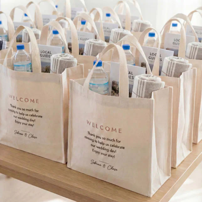 Custom Minimalist Wedding Welcome Bags | Zazzle