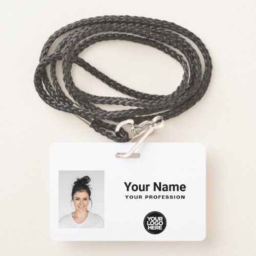 Custom Minimalist White Employee Logo Lanyard Badge