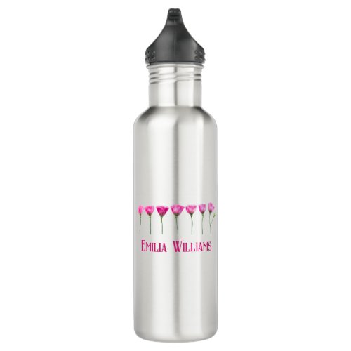 Custom minimalistic floral flowers water bottle