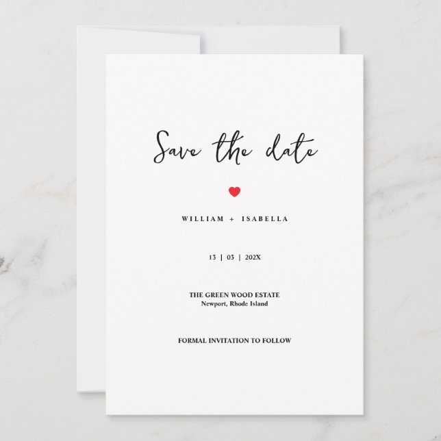 Custom Minimalistic Wedding Save the Date  (Front)