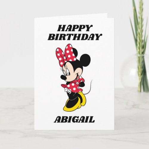 Custom Minnie Mouse Girls Birthday Card