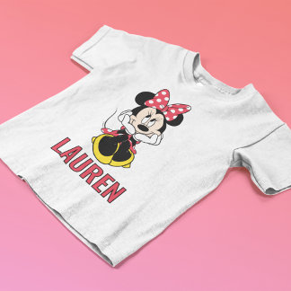 Custom Minnie Mouse Head-in-Hands Red Design Tri-Blend Shirt