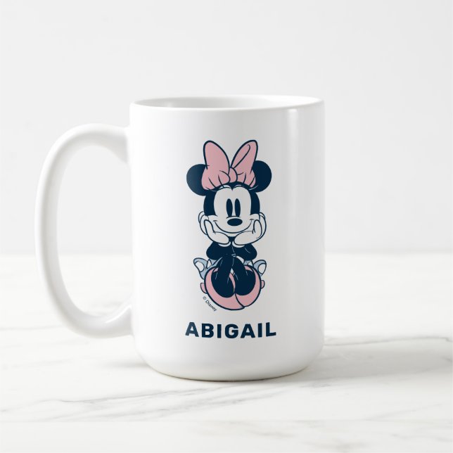 Custom Minnie Mouse in Pink and Blue  Coffee Mug (Left)