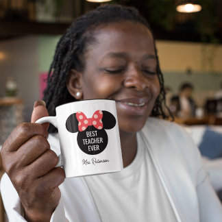 Custom Minnie Polka Dot | Best Teacher Ever Two-Tone Coffee Mug