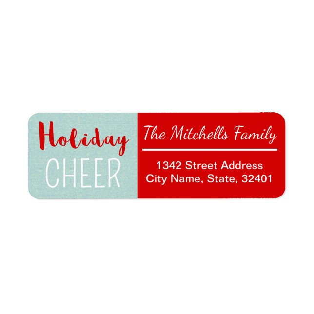 Custom Mint and Red Christmas Holiday Cheer Label (Front)