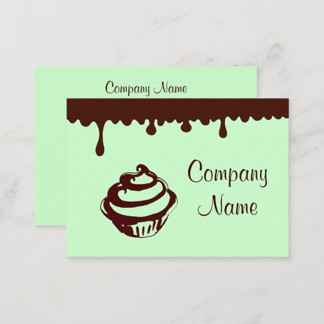 Custom Mint Chocolate Cupcake Business Cards (Front/Back)