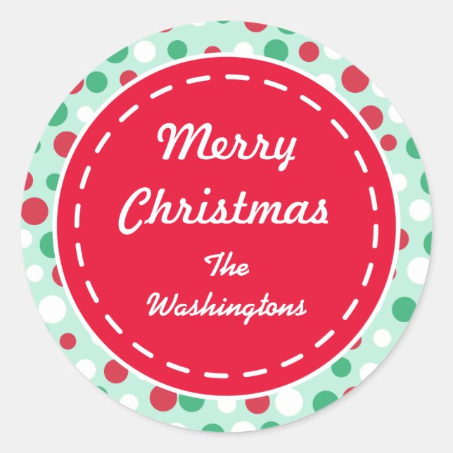 Custom Mint Green Custom Retro Holiday Stickers (Front)
