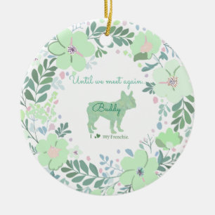 Custom Mint Green French Bulldog with Name & Photo Ceramic Ornament
