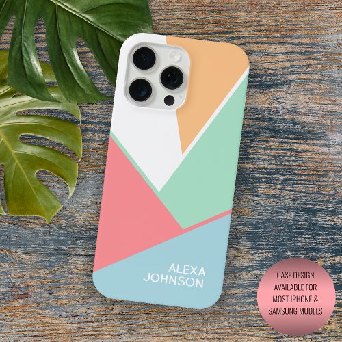 Custom Mint Green Light Blue Blush Pink Block Art Case_Mate iPhone 14 Pro Max Case