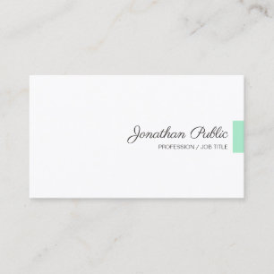 Custom Mint Green White Modern Handwritten Script Business Card