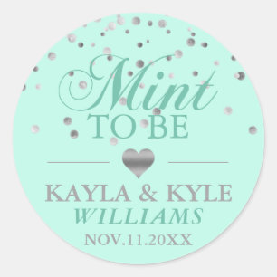 Custom Mint to Be Mint Silver Confetti Wedding Classic Round Sticker