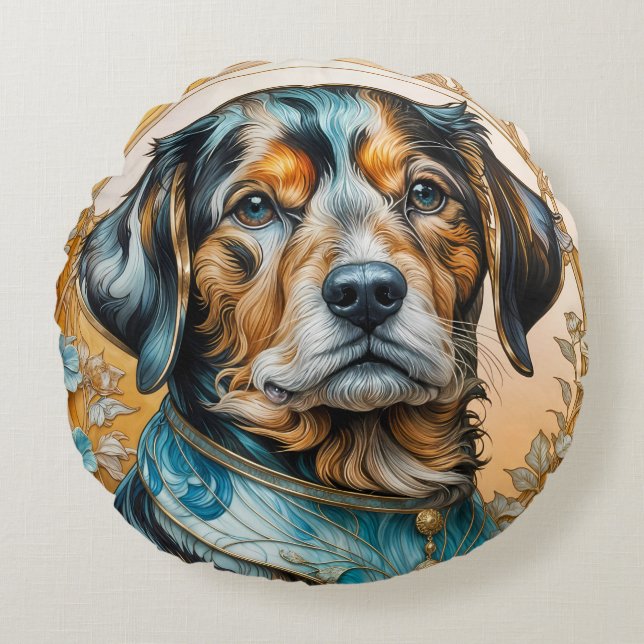 Custom Mister Doggie Round Pillow (Front)