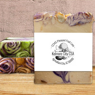 Custom Mixed Fruit Artwork Round Address Name Rubber Stamp