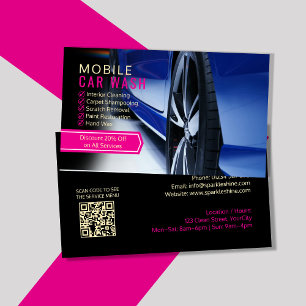 Custom Mobile Car Wash Business Cards, On-Site Business Card