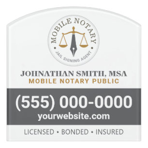Custom Mobile Notary Legal Signing Gray Gold Door Sign