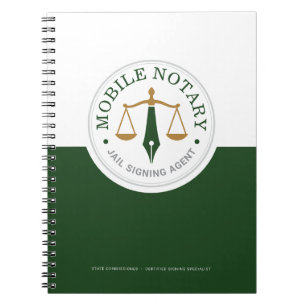 Custom Mobile Notary Legal Signing Green Gold Notebook
