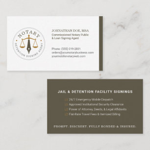 Custom Mobile Notary Legal Signing Khaki Gold Business Card
