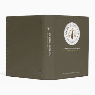 Custom Mobile Notary Legal Signing Khaki Gold Mini Binder