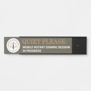 Custom Mobile Notary Legal Signing Khaki Slide Door Sign