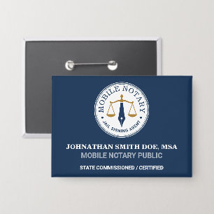 Custom Mobile Notary Legal Signing Navy Blue Gold Button