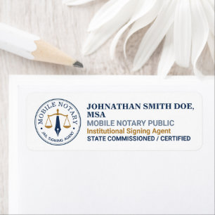 Custom Mobile Notary Legal Signing Navy Blue Gold Label