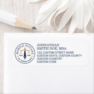 Custom Mobile Notary Legal Signing Navy Blue Gold Label