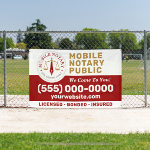 Custom Mobile Notary Legal Signing Red Gold Banner