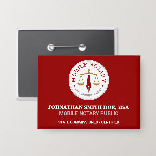 Custom Mobile Notary Legal Signing Red Gold Button