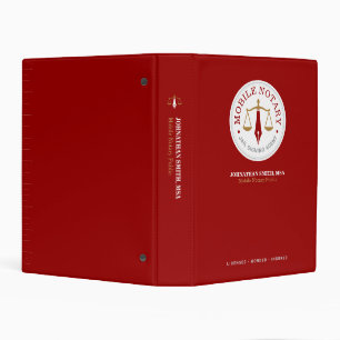 Custom Mobile Notary Legal Signing Red Gold Mini Binder