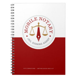 Custom Mobile Notary Legal Signing Red Gold Notebook