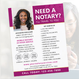 Custom Mobile Notary Service Photo Flyer Pink