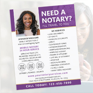 Custom Mobile Notary Service Photo Flyer Purple