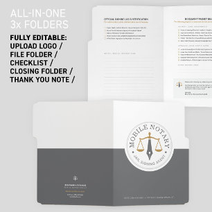 Custom Mobile Notary Signing Gray Gold All-in-One File Folder