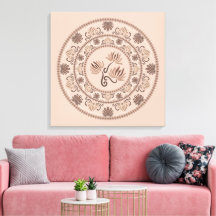 Custom Mocha Rococo Revival Dot Mandala Canvas