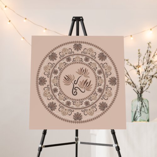 Custom Mocha Rococo Revival Dot Mandala Foam Board