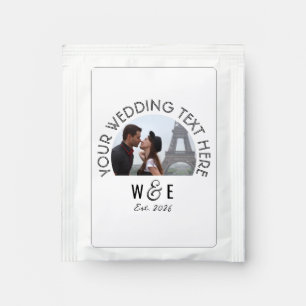 Custom Mod. Art Deco Text Black Tea Wedding Favors Tea Bag Drink Mix