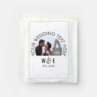 Custom Mod. Art Deco Text Black Tea Wedding Favors Tea Bag Drink Mix