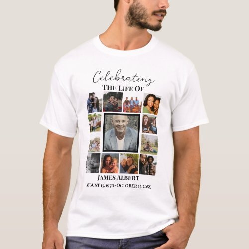 Custom modern 13 Funeral Photo Collage T_Shirt