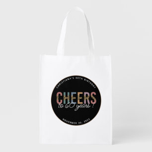 Custom Modern 60th Birthday Party Leopard Print Grocery Bag
