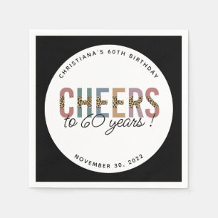 Custom Modern 60th Birthday Party Leopard Print Napkins