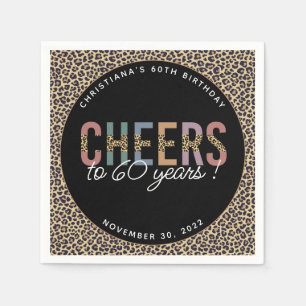 Custom Modern 60th Birthday Party Leopard Print Napkins